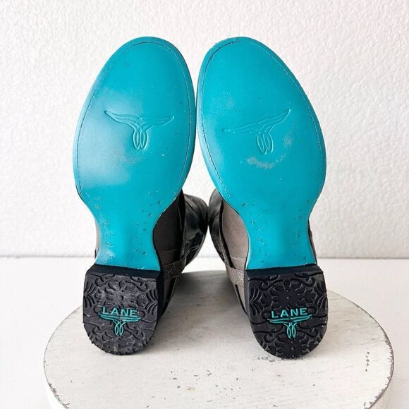 Lane Boots Women’s Gray Leather Canvas Mid-Calf Western Moto Style Zip Size 7.5 - Picture 8 of 12